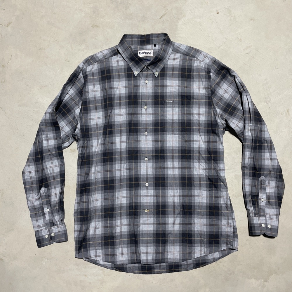 Barbour Men's SZ XL Outdoors Preppy Plaid Check Button-Down Shirt Tailored Fit